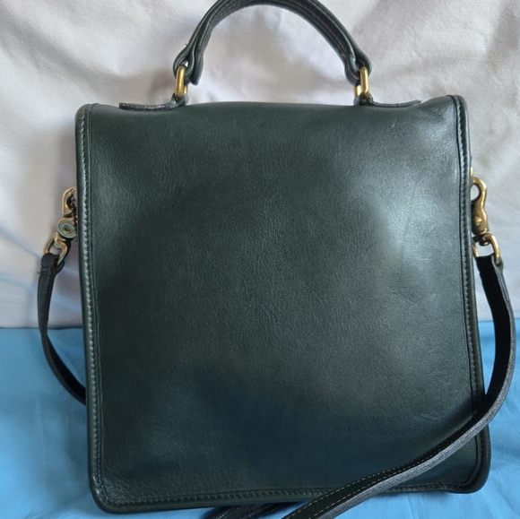 Vintage Coach Bottle Green Leather 5130 Willis Station Bag Top Handle - Picture 3 of 11